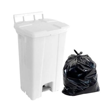Imagem de Lixeira Branca com Pedal 100 L + 20 Sacos de Lixo - JSN