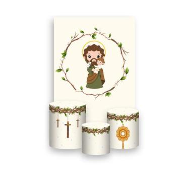 Imagem de Painel De Festa Vertical 1,50 x 2,20 + Trio De Capas Cilindro - Santo 
