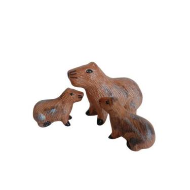 Imagem de Capivara com Filhotes Miniatura Decoração de Jardim Porcelana - RD Sto