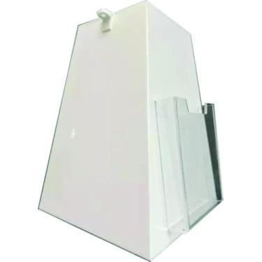 Imagem de Urna 30cm C/ Bolso Lateral Acrílico Branco - Rick Acrilicos