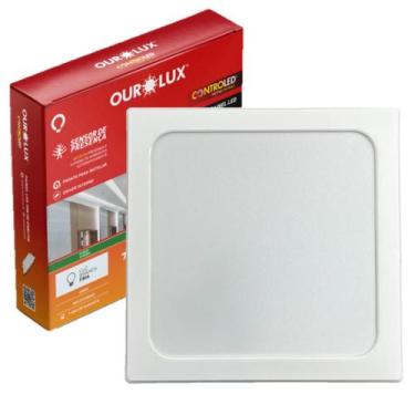 Imagem de Kit 2 Plafon Quadrado Embutir 18w Com Sensor Presença 6500K - Ourolux,