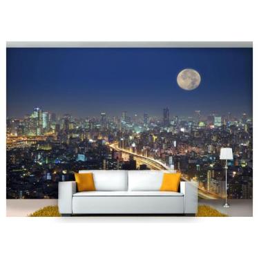 Imagem de Papel De Parede Cidade Prédios Noite Lua 3D Ncd178 - Você Decora