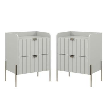 Imagem de kit 2 mesa de cabeceira com gaveta para cama quarto moriah 45cm pés e 