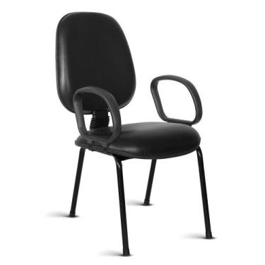 Imagem de Cadeira Ágata Gerente Pé Palito Braço Corsa Revestimento Sintético Pre