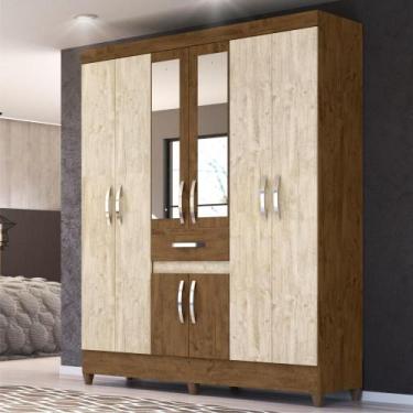 Imagem de Roupeiro Streep Castanho Wood Avelã Wood com Espelho - Mais de Casa