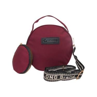 Imagem de Bolsa feminina transversal  redonda com porta moeda - Ao Long, Vinho, 