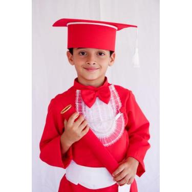 Imagem de Kit  Infantil Beca, faixa e capelo rígido + Canudo De Camurça - beka l