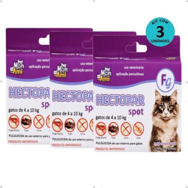 Imagem de Kit Antipulgas Hectopar Mon Ami 1ml - Gatos de 4 a 10kg C/ 3 unidades