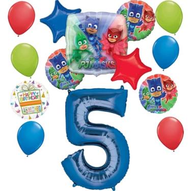 Imagem de Anagram PJ Masks 5th Birthday Party Supplies Gekko Owlette Catboy Balloon Bouquet Decorations