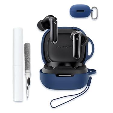 Imagem de Capa para Soundcore by Anker P40I, protetor de silicone macio, portátil, resistente a arranhões, compatível com Anker Soundcore P40I, capa rígida com kit de limpeza, mosquetão e cordão, azul