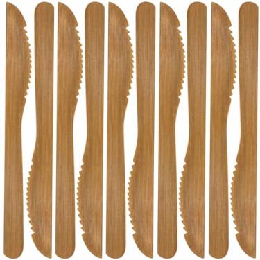 Imagem de (10, Knife, 8") - BambooMN Brand - Solid Bamboo Dinner Knife 20cm - 10 pcs