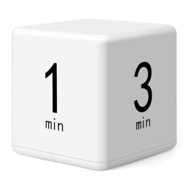 Imagem de DQDEDIAN Cronômetro de cubo – Cubo temporizador flip com sensor de gravidade, contagem regressiva de 1-3-5-10 minutos para trabalho, estudo, mesa, exercício, cozinha