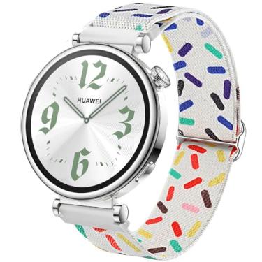 Imagem de DEALELE Pulseiras femininas compatíveis com Huawei Watch GT5 Pro de 42 mm/GT5 de 41 mm/GT4 de 41 mm/Garmin Venu 3S/Forerunner 265S/Fossil Gen 6, pulseira de nylon elástica colorida de 18 mm, branca
