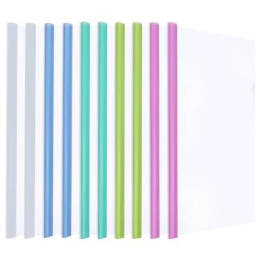 Imagem de M&G Pacote com 10 capas de relatório com barra deslizante, capas de relatório transparentes de 8 mm para papel A4 e tamanho carta, capacidade para 60 folhas, pasta de arquivo de apresentação, fichário