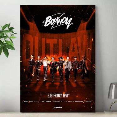 Imagem de Quadro Ateez Bouncy Kpop Idol Grupos Placa Decorativa 20x28cm - Kwangy