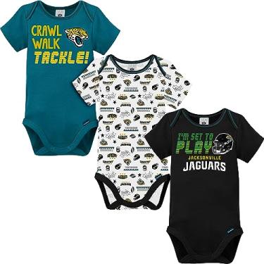 Imagem de NFL Jacksonville Jaguars Pacote com 3 bodies de manga curta, azul-petróleo/preto/branco Jacksonville Jaguars, 6 a 12 meses (137453160JAG612-005)
