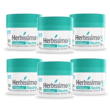 Imagem de Kit 6 desodorante creme herbissimo neutro antitranspirante 55g