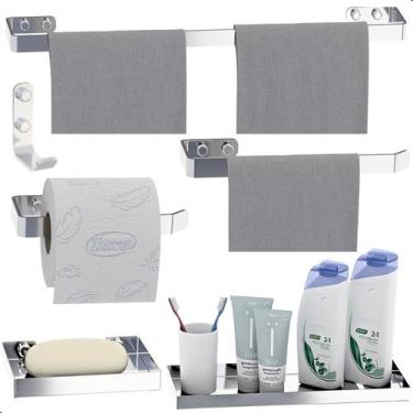 Imagem de Kit de Acessórios Para Banheiro Cromado 6 Peças UN.Plus - Unidas