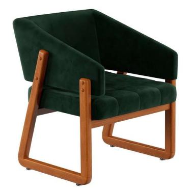 Imagem de Poltrona Air Veludo Verde e Amêndoa - Mobly