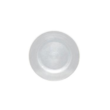 Imagem de Prato de Sobremesa Vidro Circle c/Borda Prateada 21cm- Unid. - Vylux