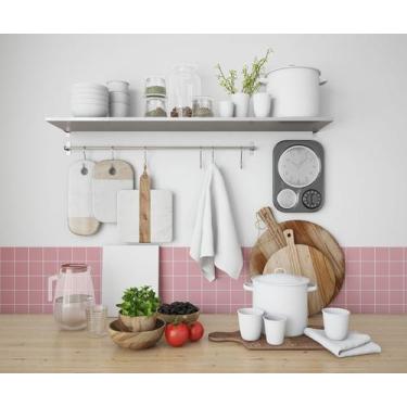 Imagem de Papel De Parede Adesivo Azulejo Pastilha Rosa Cozinha 2,80m - PlimShop