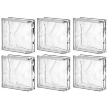 Imagem de Kit 6 Bloco de Vidro 1 Lado P/ Acabamento 19x19x8 Tradestar