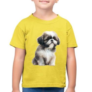 Imagem de Camiseta Algodão Infantil Cachorro Shih Tzu Filhote - Foca na Moda, Am