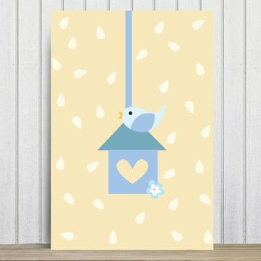 Imagem de Placa Decorativa Infantil Coruja Baby Azul Passarinho 30x40 - Quartinh