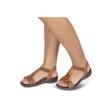 Imagem de Sandalia Rasteira Em Couro Whisky Conhaque - Flor d'couro, 38