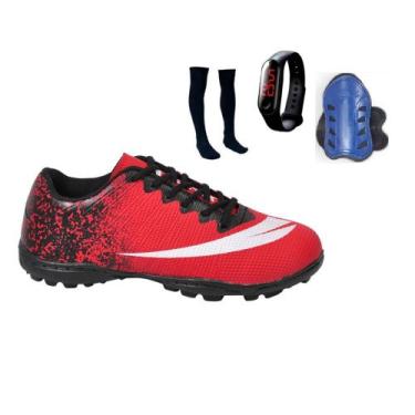 Imagem de Chuteira Society Adulto Infantil com Meião Caneleira e Relogio - Perfl