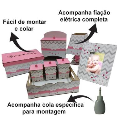 Imagem de Kit Bebe Quarto Menina Decoração Nuvem Berço Adesivado Mdf - Mdf Store