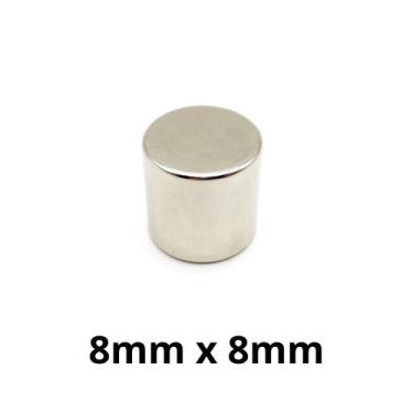 Imagem de Kit 5 Peças Imã Neodímio Disco Magnético N35  8 x 8 mm Super Forte Pot