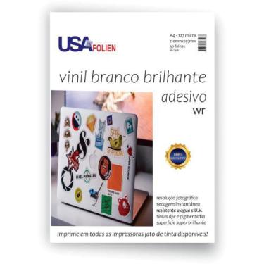 Imagem de Papel Fotográfico INKJET A4 Vinil Adesivo Branco Pacote com 50 - Usa F