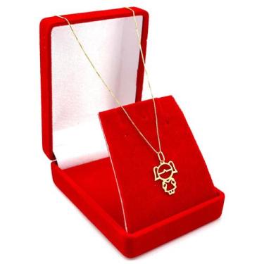 Imagem de Corrente Veneziana Colar De Ouro 18k 45cm Pingente Menina - DR Joias