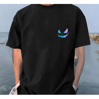 Imagem de Camiseta Masculina Estampa Sorriso Macabro Colorida Estilo - Use Argum