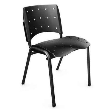Imagem de Cadeira Fixa Aproximação Empilhável Ergoplax Plaxmetal Preto