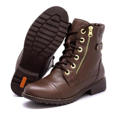 Imagem de Bota Feminina Coturno Couro - DANDY, Cafe, 38
