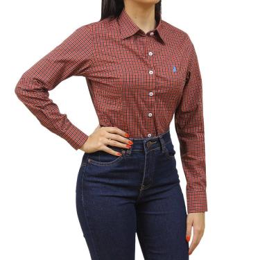 Imagem de Camisa Xadrez Feminina Manga Longa Vermelha Austin 37523