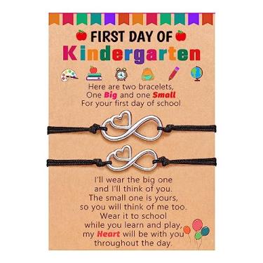 Imagem de UPROMI First Day of Prek/Kindergarten/1st Grade/2nd Grade School Presente, Back to School Bracelet Mommy and Me Matching Infinity Heart Bracelets, presentes de volta às aulas para meninas, 10 inches, Aço inoxidável, Sem pedras preciosas