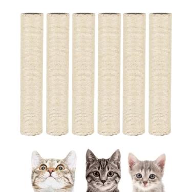 Imagem de BNOSDM Pacote com 6 peças de reposição para arranhar árvore de gato M8 para gatos interiores torre corda arranhador refil de mastro de sisal natural peça para acessórios de recondicionamento verde sobressalente 38 x 6 centímetros