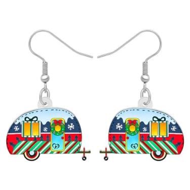 Imagem de DALANE Brincos de caminhão de árvore de Natal anime acrílico pingente gota doce vermelho joias para carro para mulheres, berloques, presentes de festa, Medium, Acrílico, Sem pedra preciosa