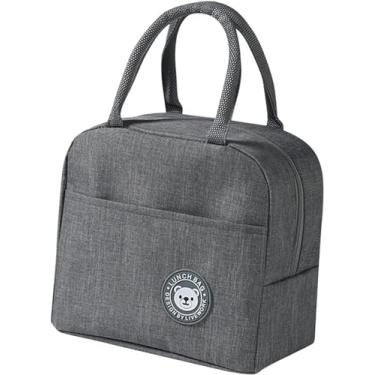 Imagem de Bolsa Térmica Portátil, Compacta e Leve para Alimentos, Conserva Temperatura, Zíper E Manta Térmica Laminada, Bolso Externo e Alça de Mão (Cinza)