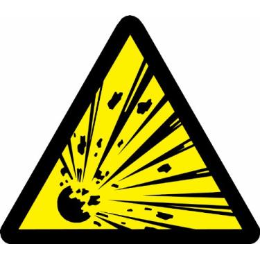 Imagem de Brady 60226 Etiquetas de advertência de vinil sensíveis à pressão, preto em amarelo, 20 cm de altura x 20 cm de largura, pictograma "material explosivo" (10 etiquetas por embalagem)