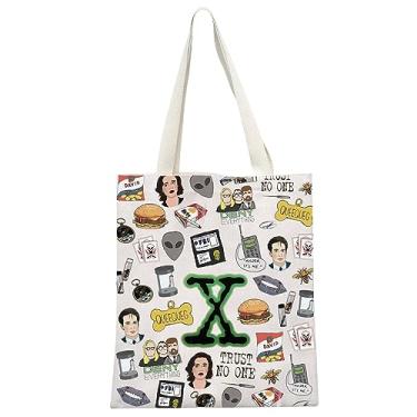 Imagem de Crime Mystery Drama TV Gift Alien Sci-Fi Gift Ufo Lover Gift X TV Show Merchandise Tote Bag para fãs de séries de TV, Bolsa padrão Xfile, 38cm x 35cm, Tendência