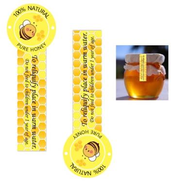 Imagem de Adesivos de mel puro à prova de adulteração de 3 x 10 cm adesivos de tampa de garrafa, etiquetas de selos seguros e invioláveis para frescor de alimentos, 500 peças