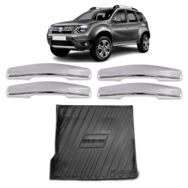 Imagem de Protetor de Porta-Malas + Maçaneta 4 Portas Adaptável para Duster 2010 2011 2012 2013 2014 2015 Em Relevo Tapete Bandeja