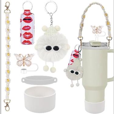 Imagem de 6 peças para acessórios Stanley Cup Tumbler 1,134 g, 850 g, compatível com Stanley Cup Tumbler alça de garrafa de água alça para transporte (branco)