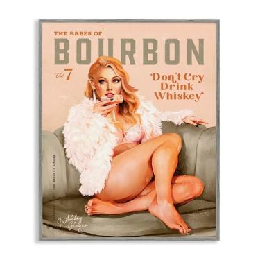 Imagem de Stupell Industries Babes of Bourbon Girl Framed Giclee Wall Art Design por The Whiskey Ginger, moldura cinza, 61 x 76 cm