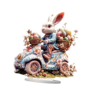 Imagem de Fancyes Decoração de páscoa 2d ornamento de mesa com base coleção escultura presente de aniversário peça central de mesa exibição de animais