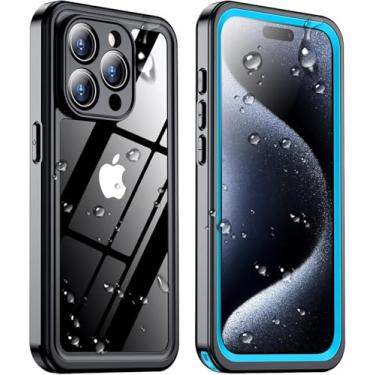 Imagem de Temdan Capa à prova d'água para iPhone 15 Pro, [protetor de tela embutido] [IP68 debaixo d'água][3,5 m militar à prova de quedas] [à prova de poeira] [Real 360] Capa protetora para celular de corpo